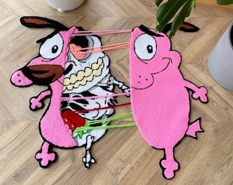 Courage the Cowardly Dog Rug: Handmade Tufted Skeleton Rug