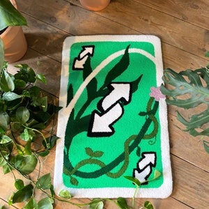 Uno Card Custom Tufted Rug, Reverse Uno Card Carpet, Monstera Rug ...