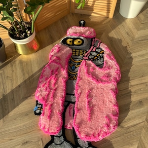 Bender in Fur Coat 3D Fluffy Handmade Tufted Rug