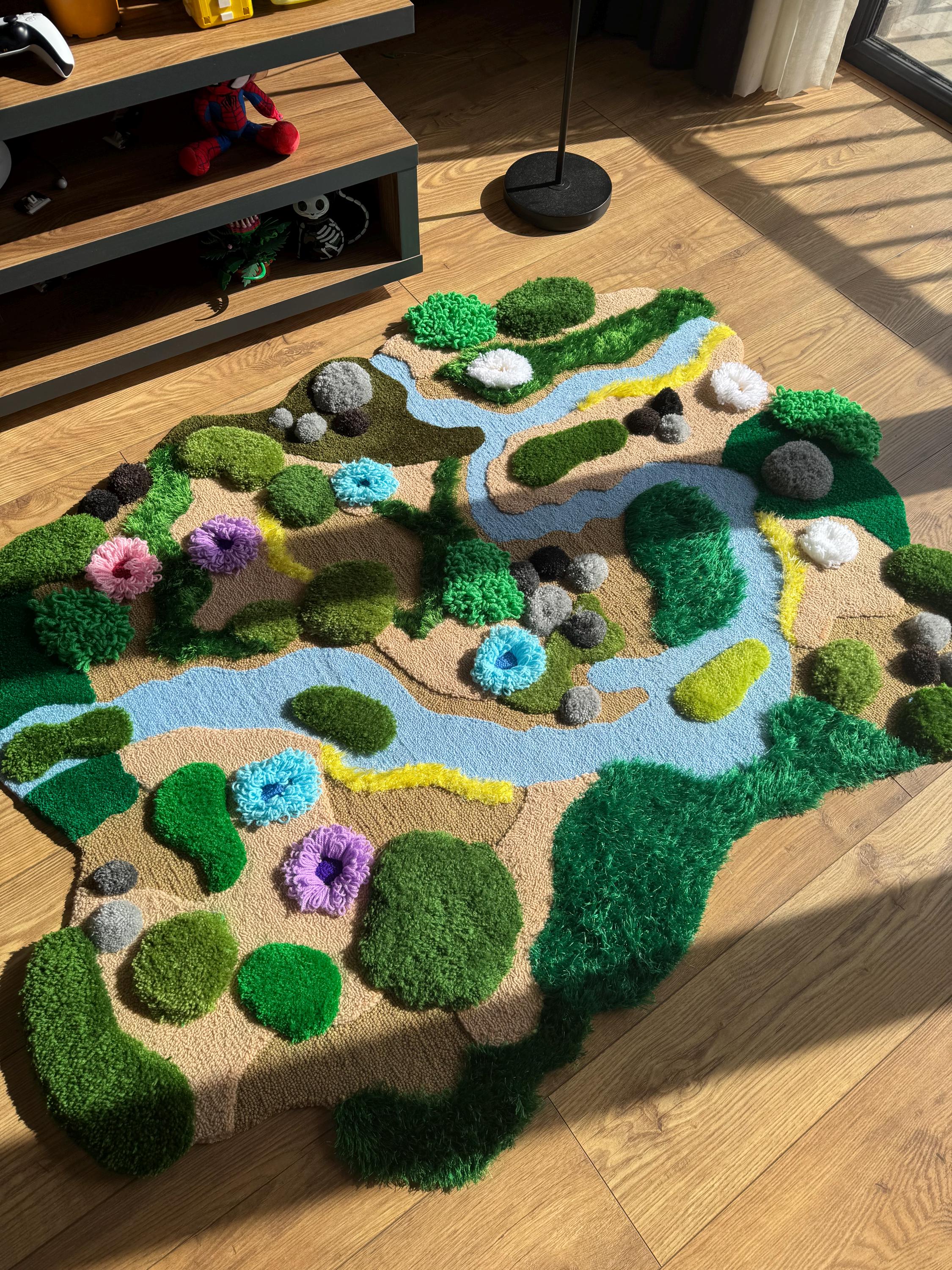 3D Landscape Tufted Rug: Custom Plant & Moss Carpet
