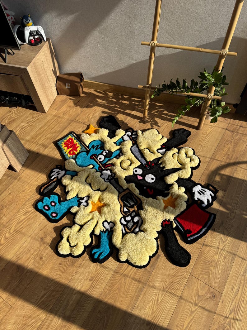Splotchy Rug Itchy and Scratchy Handmade Wool Rug: 3D Tufted Carpet - Etsy