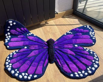 3D Fluffy Butterfly Rug: Handmade Wool Carpet