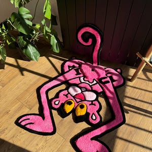 3d Pink Panther Tufted Rug, Handmade Tufted Custom Rug, Funny Rug Gift ...