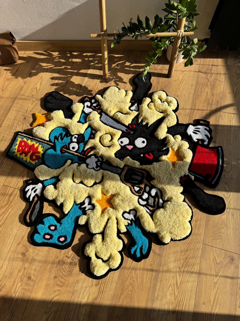 Splotchy Rug Itchy and Scratchy Handmade Wool Rug: 3D Tufted Carpet - Etsy