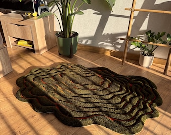 Abstract handmade wool rug, tufting custom carpet