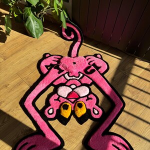 3d Pink Panther Tufted Rug, Handmade Tufted Custom Rug, Funny Rug Gift ...