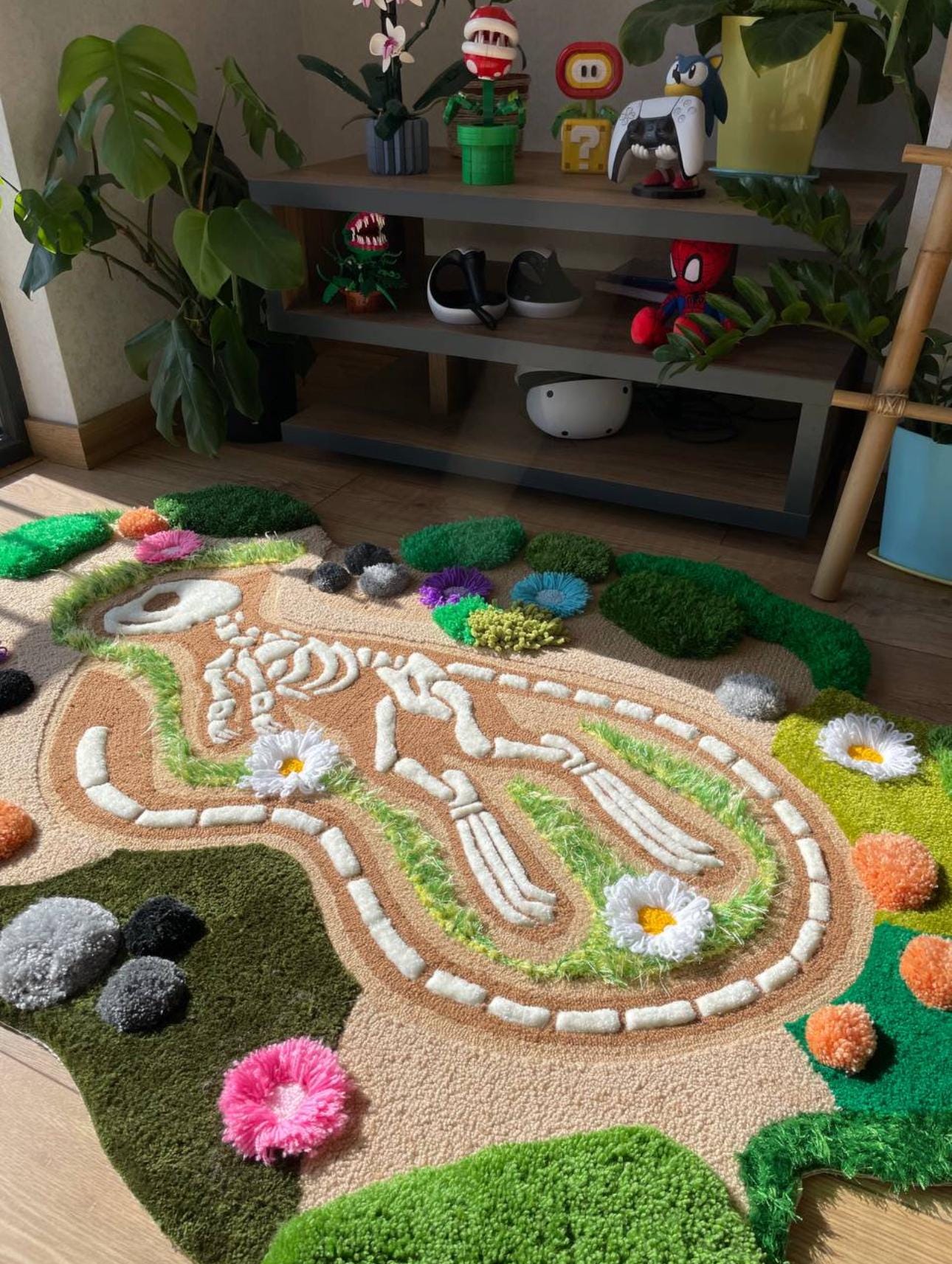 Mewtwo Skeleton Rug Mewtwo Skeleton Tufted Rug: 3D Mossy Landscape Carpet - Etsy