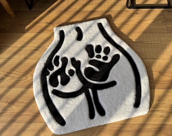 Funny Tufted Wool Rug: Handmade 3D Fluffy Carpet