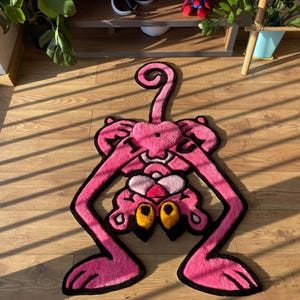 3d Pink Panther Tufted Rug, Handmade Tufted Custom Rug, Funny Rug Gift ...