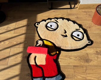 Handmade Stewie Griffin Rug: Family Guy Tufted Wool Carpet