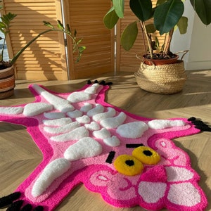 3d Pink Panther Tufted Rug, Skeleton Rug, Handmade Tufted Custom Rug ...