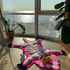 3d Pink Panther Tufted Rug, Skeleton Rug, Handmade Tufted Custom Rug ...