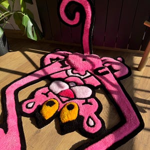 3d Pink Panther Tufted Rug, Handmade Tufted Custom Rug, Funny Rug Gift ...