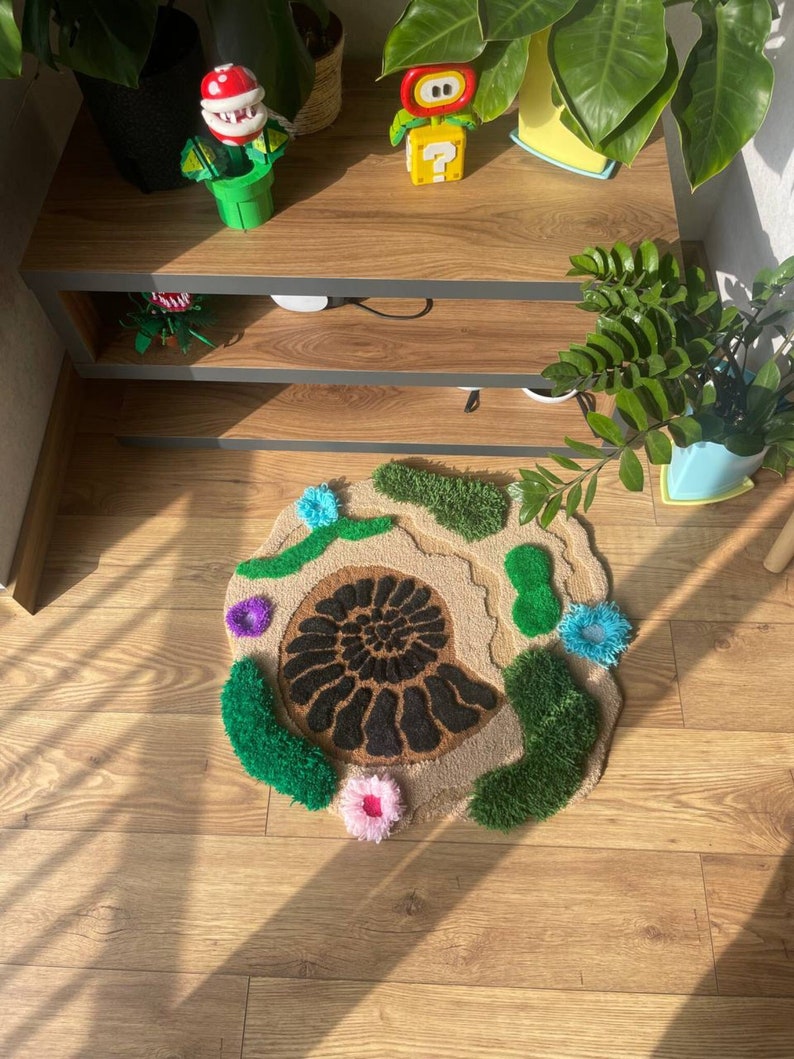 3D fossil mossy tufted custom rug-28 inch