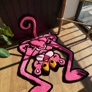3d Pink Panther Tufted Rug, Handmade Tufted Custom Rug, Funny Rug Gift ...
