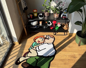 Peter and Lois Griffin Rug, Handmade Wool Family Guy Carpet