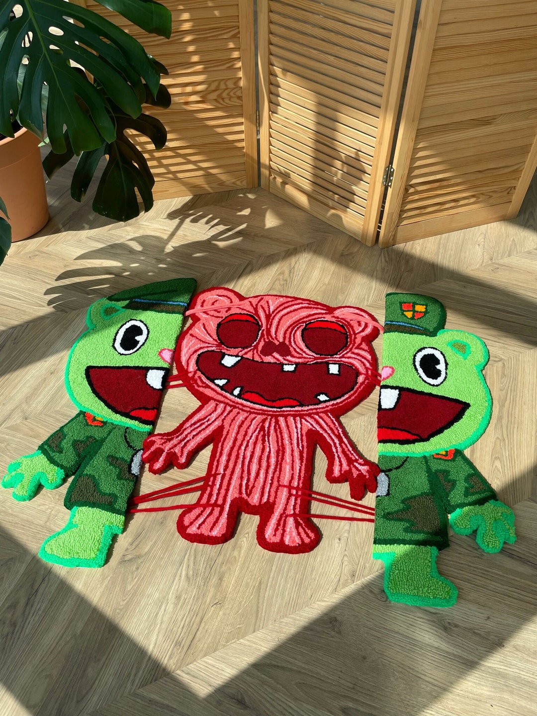 Fliqpy Happy Tree Friends: Handmade Tufted Skeleton Carpet With