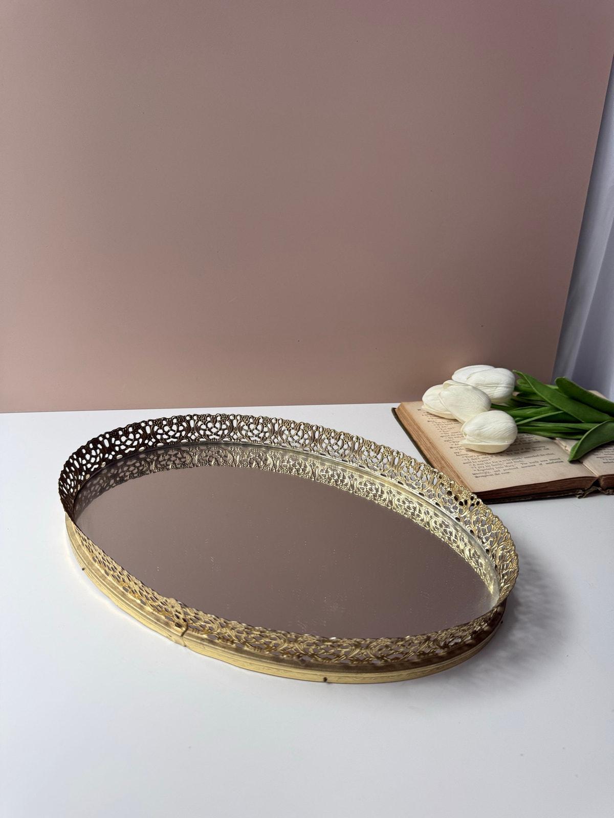 Vintage Gold Tray Mirror - Etsy