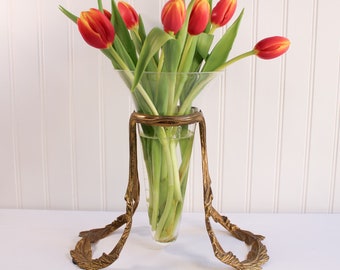 Vintage vase feuille en laiton vase de fleurs flottant belle