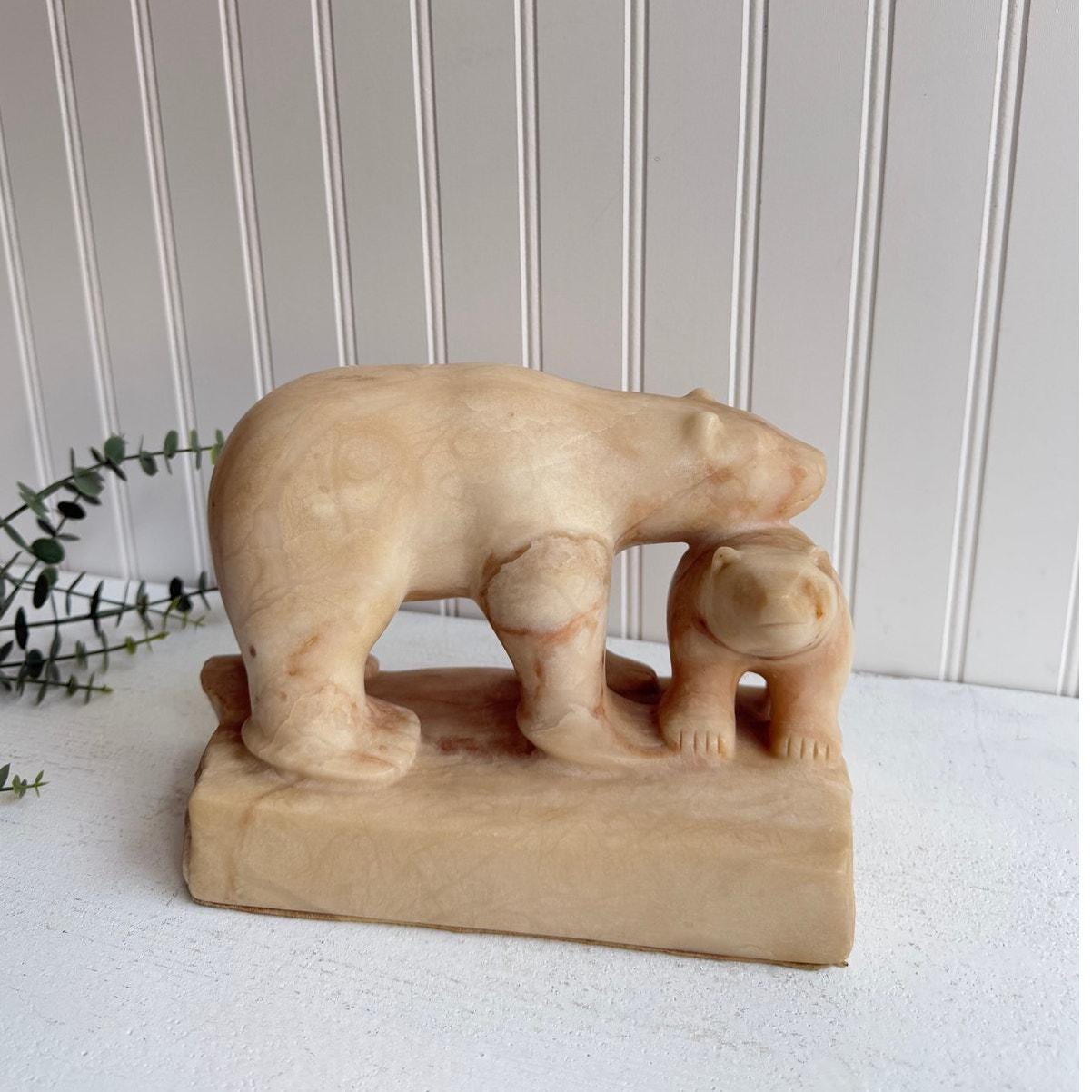 Ours polaire inuit sculpté Pierre sculptée à la main Art folklorique inuit - France