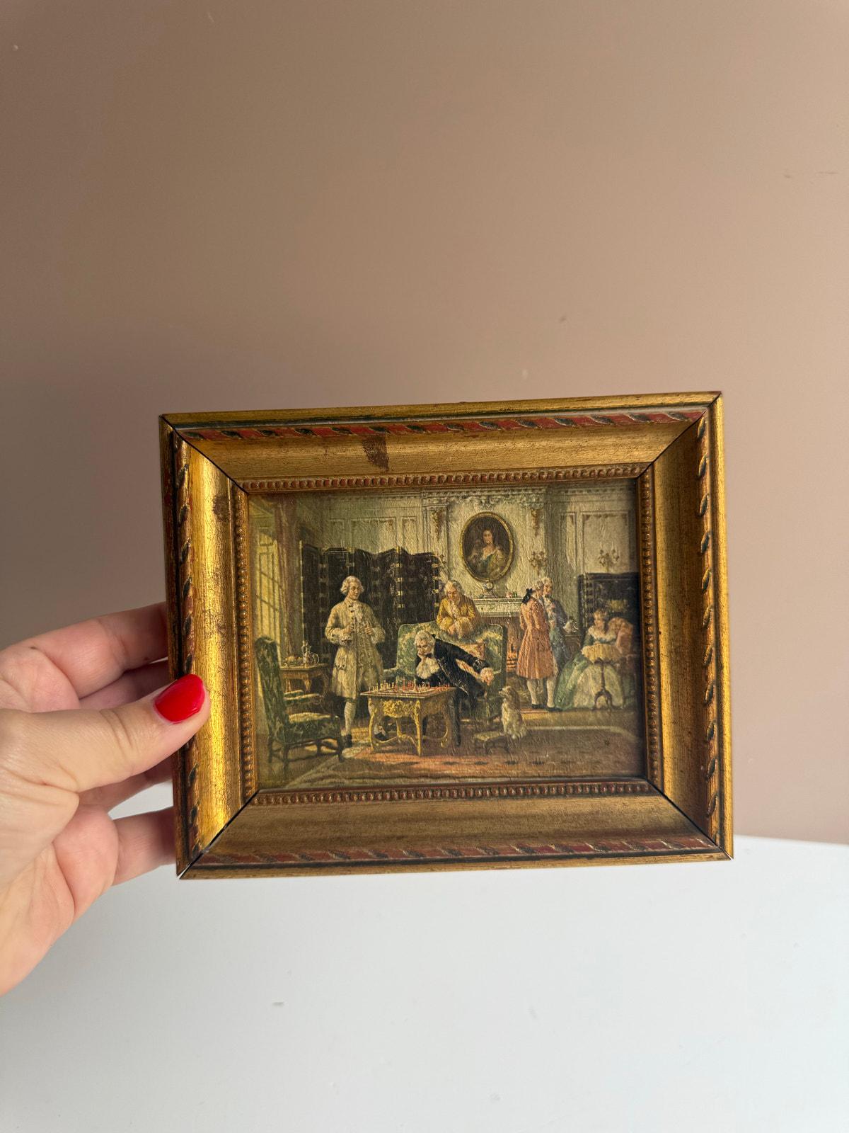 Vintage Antique Victorian Miniature Print - Men Playing Chess | "A Delicate Situation" | Small Art | Gallery Wall