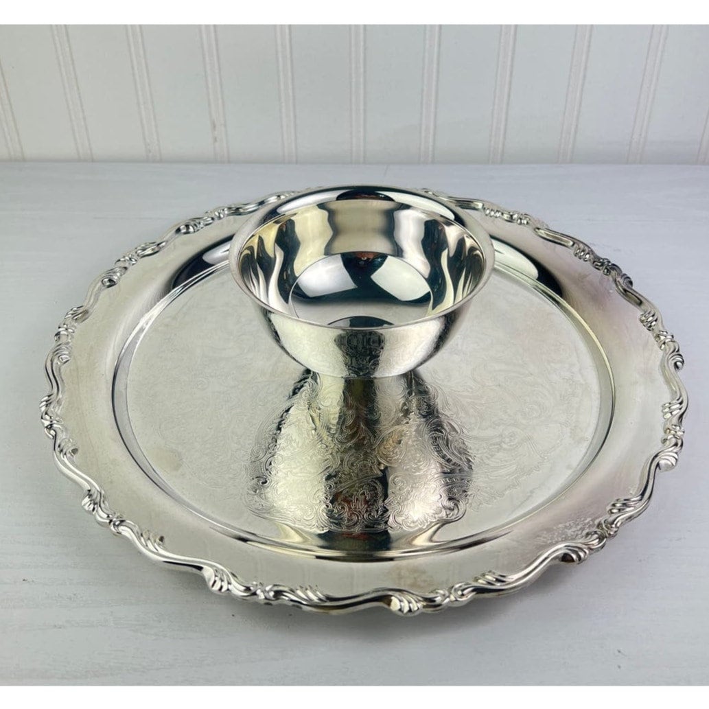 楽天 Vintage Oneida USA Silver Plated One Piece Chip & Dip 工芸品
