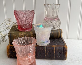 Vintage Assorted Toothpick Holders | Pink Glass | Pick your Choice | Matchstick Holder Small Glass Collection