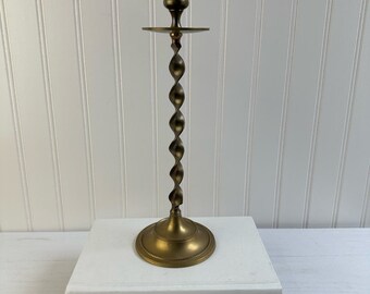 Vintage Brass Twistered Candlestick Holder MCM Ornate Decor Gold