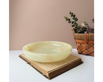 Green Onyx Stone Footed Bowl | Catch All Trinket Dish | Natural Stone Decor