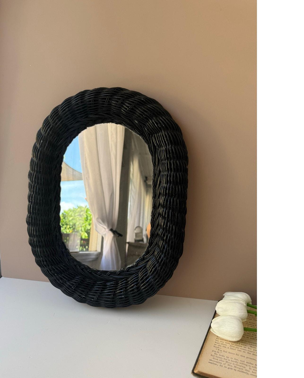 Vintage Small Rattan Mirror - Etsy