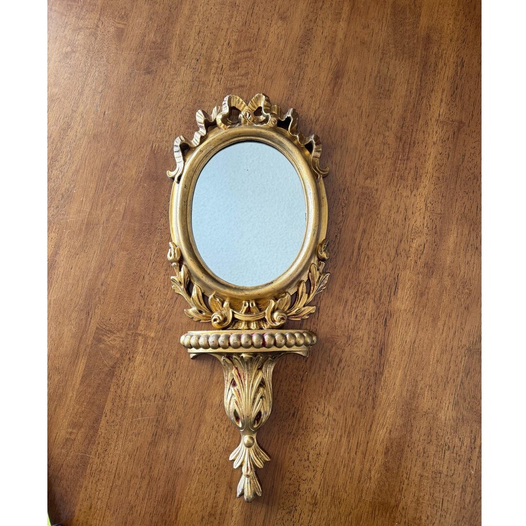 Vintage Italian Gold Gilt Ornate Wall Mirror With Bow Accent | Rococo ...