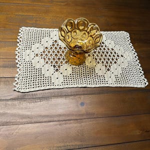 Handmade Crochet Rectangle Vintage Table Small Runner | Doily Centerpiece | Dresser Scarf | 11x18