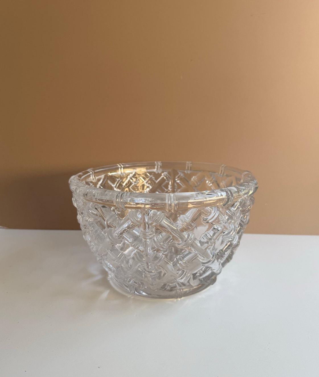 ティファニー クリスタル ボウル Tiffany Bamboo Crystal Vintage Tiffany & Co Bowl | Large Crystal Bamboo Lattice | Serving