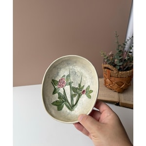 Vintage Salt Marsh Pottery Hand Painted Floral Bowl | Wildflower Art | Small Decorative Wall Hanging