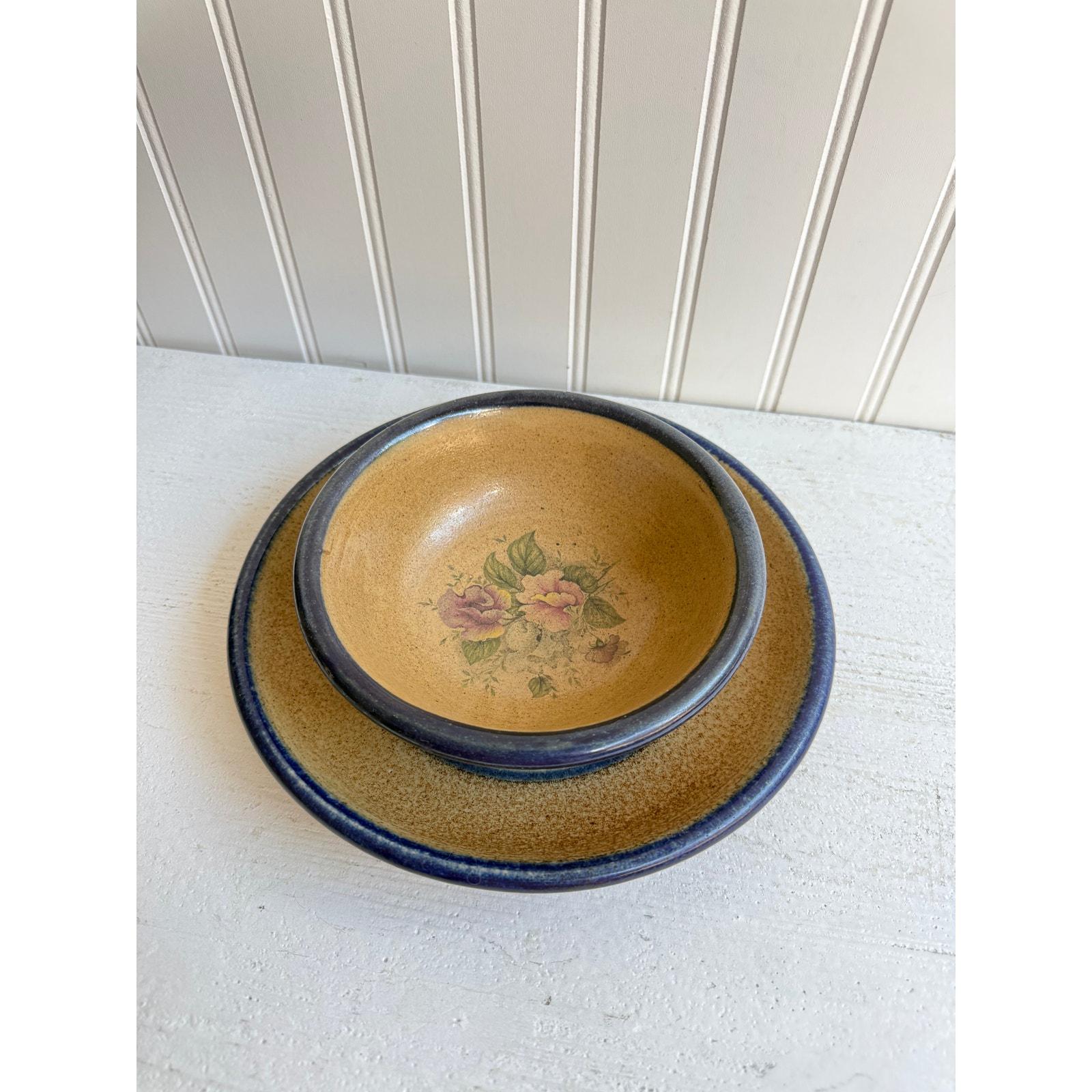 Monroe Salt Works Maine Pottery Bowl and Plate Set | Salt Glazed