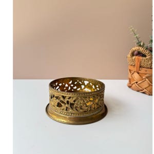 Vintage Brass Ornate Scroll Candle Holder Base | Hollywood Regency Glam Decor | Grandmillennial Style