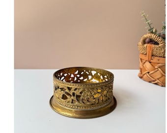 Vintage messing sierlijke rolkandelaarbasis | Glamoureuze Hollywood Regency-decoratie | Grandmillennial-stijl