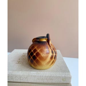 Handmade Studio Pottery Art Vase with Sculptural Twist Handle | Earthy Brown Gradient Glaze | Unique Ceramic Decor