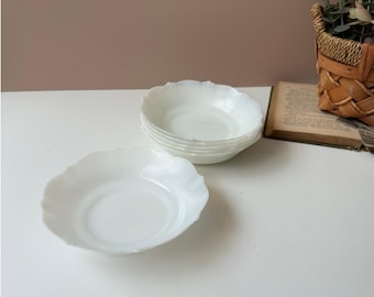 Cuencos vintage de vidrio opalino de leche Monax American Sweetheart de Macbeth Evans / Juego de 6 / Vidrio de la época de la Gran Depresión de 15 cm