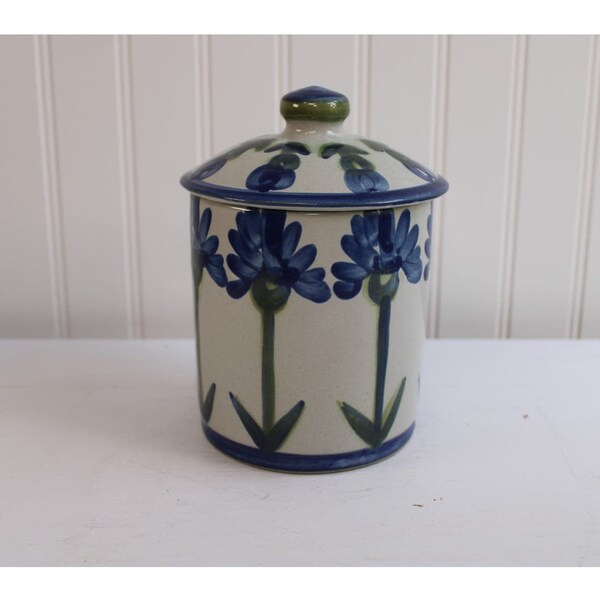 Vintage Louisville Stoneware Canister and Lid 6" Cornflower Blue | Bachelor Button