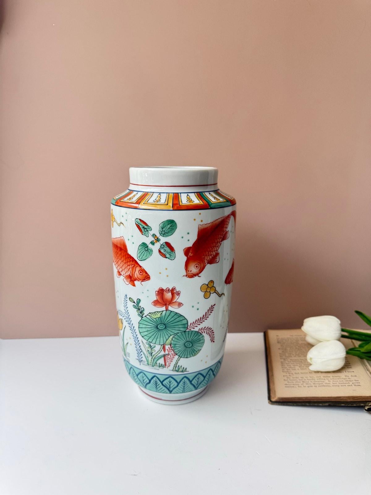 Japanese Vase With Koi Fish - Etsy