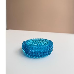 Vintage Blue Hobnail Master Open Salt Dish | John E. Kemple Glassworks | Salt Cellar | Votive Candleholder
