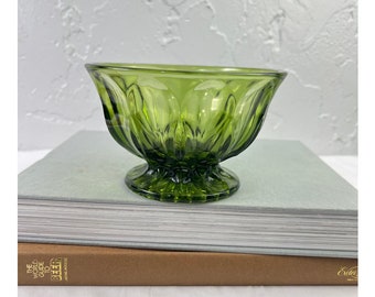 Vintage Candy Dish Fairfield Emerald Green by Anchor Hacking Footed Pedestal Dish