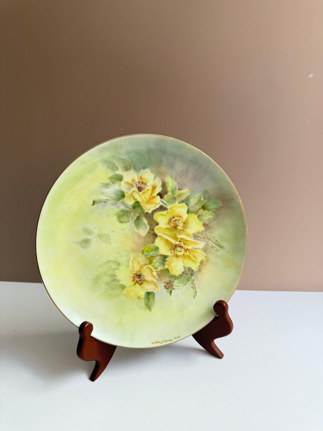 Vintage Floral Handpainted Hobbyist Plates From the 60s | Cottagecore ...