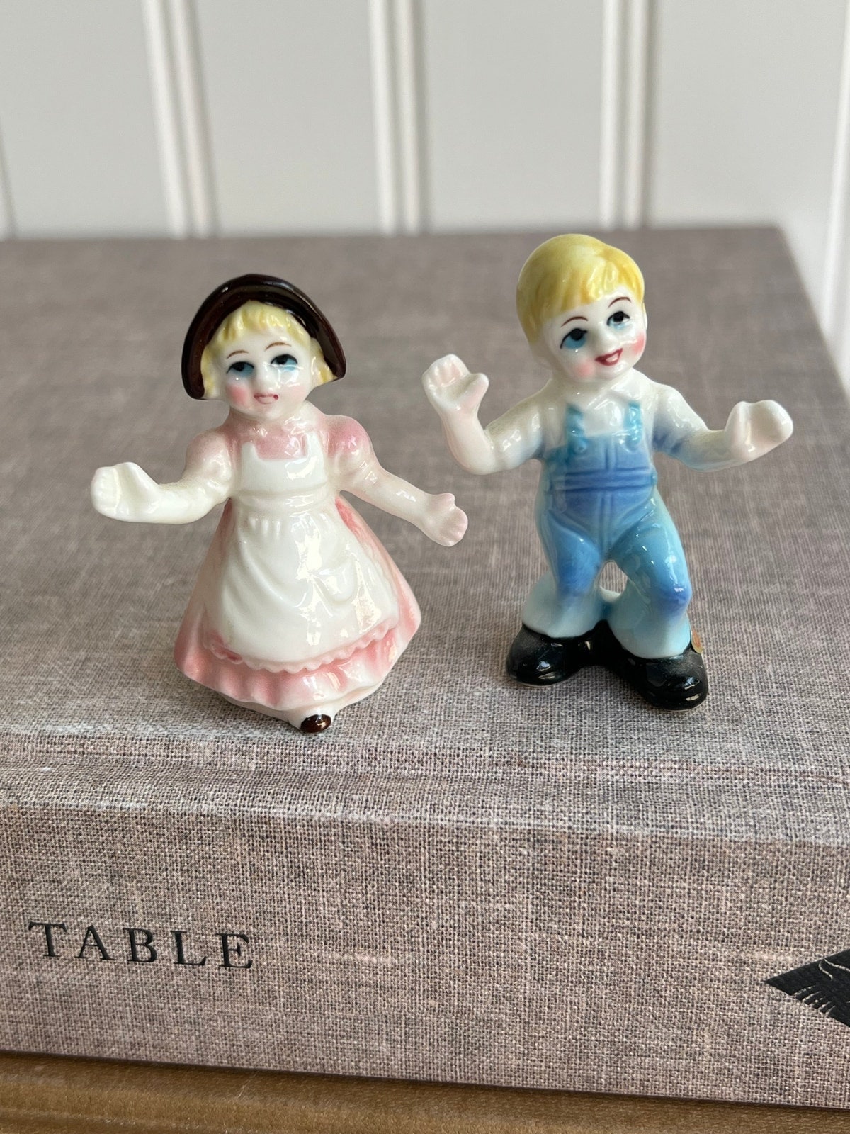 Bone China Miniature Jack and Jill Nursery Rhyme Figurines (2 Pc