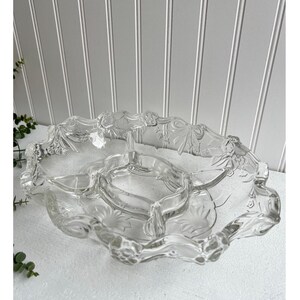 Vintage Walther Glass Angelique Crystal Relish Tray | 5 Compartments | Floral Bow Trim | Elegant Hostess Gift