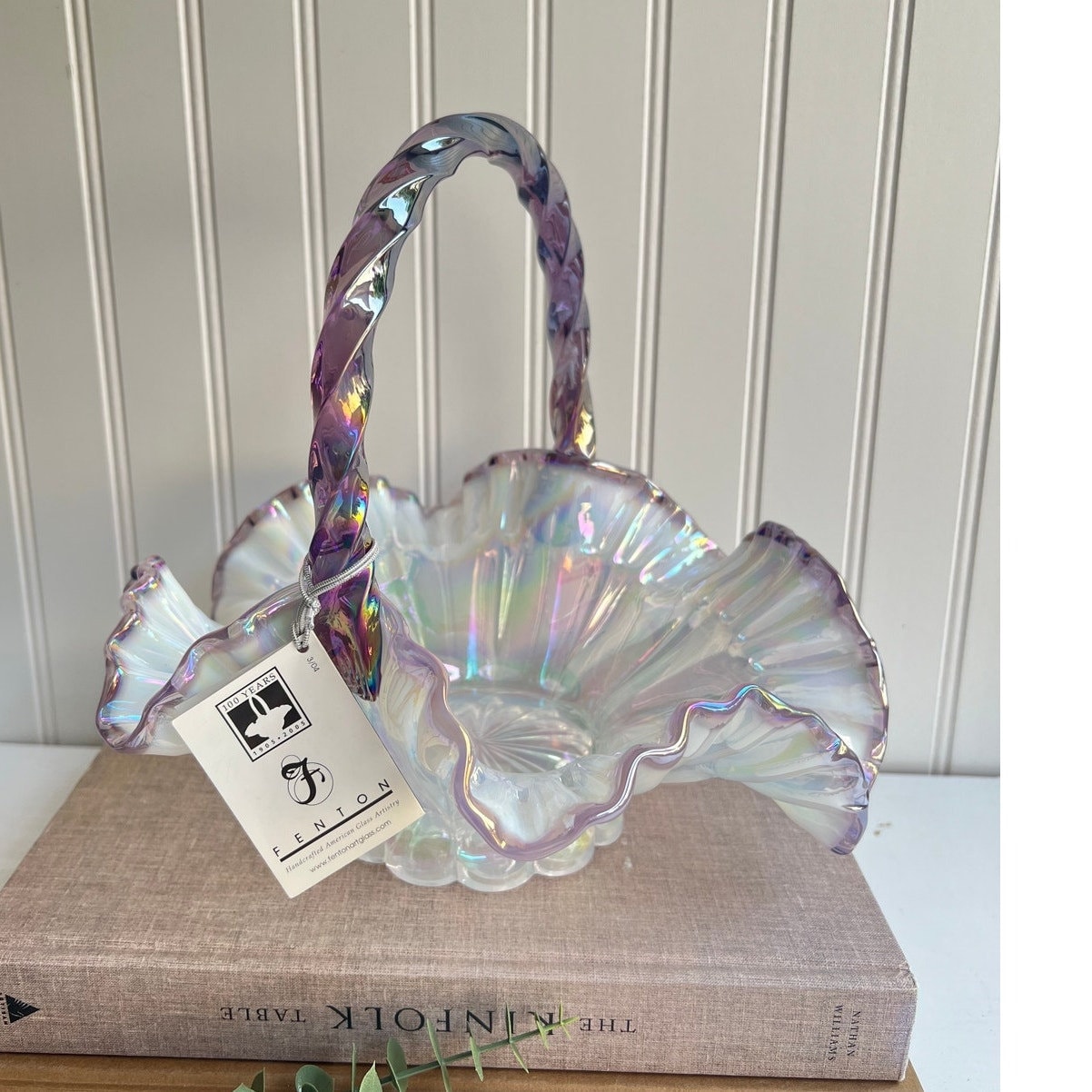 Fenton 100th Anniversary Iridescent Art Glass Basket