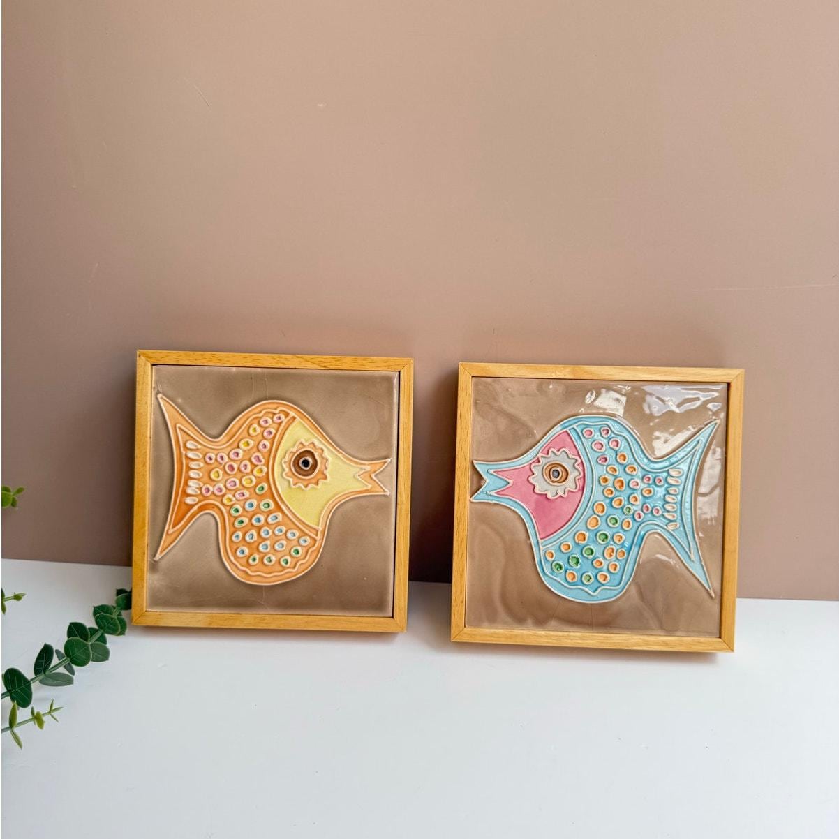 フランスビンテージ壁掛け　セラミックフィッシュ　陶器　魚 1960's bathroom ceramic fish