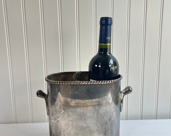 porte-bouteille de vin de grange en métal argenté vintage avec refroidisseur divisé