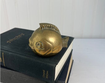 Vintage Small Brass Fish Figurines MCM Gold Sculpture Ocean Nautical Decor